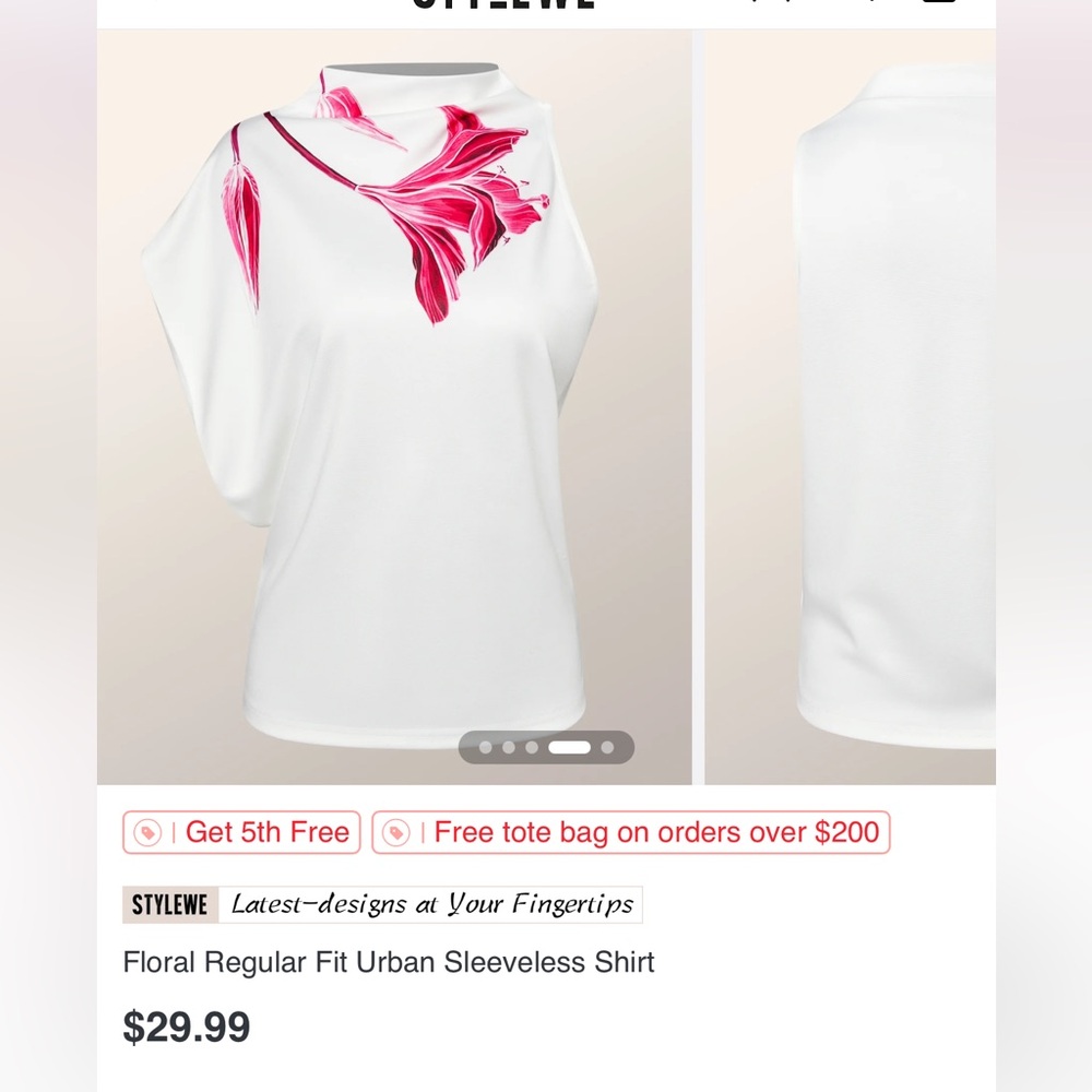 STYLEWE White Top with Pink Floral Design - Picture 5 of 8